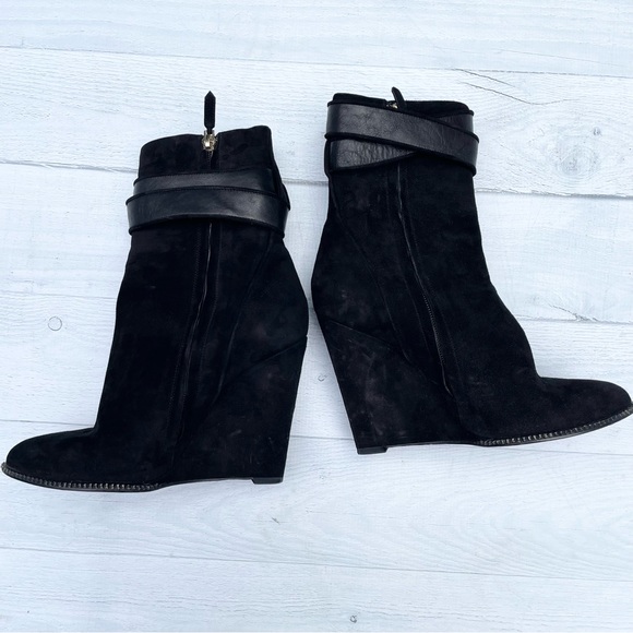Givenchy Black Suede Wedge Ankle Bootie Size Unknown. See measurements below. - Picture 10 of 15